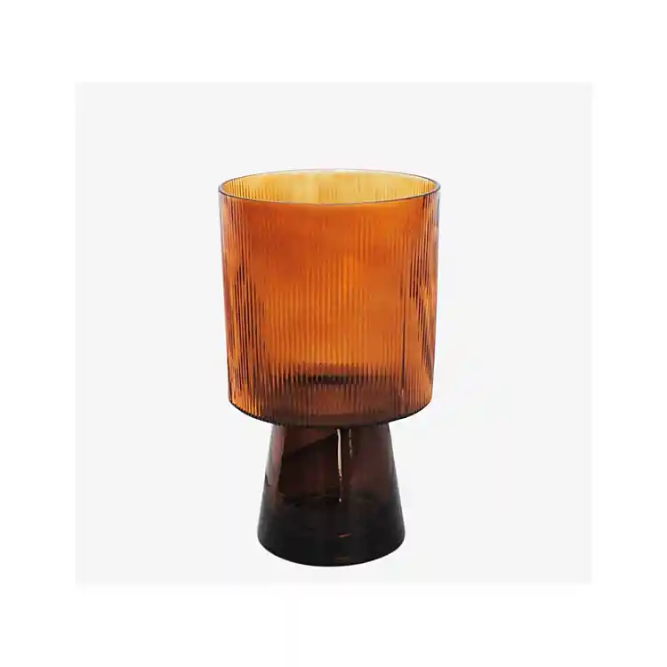 Βάζο γυάλινο  μελί με πόδι Φ14,5Η25cm