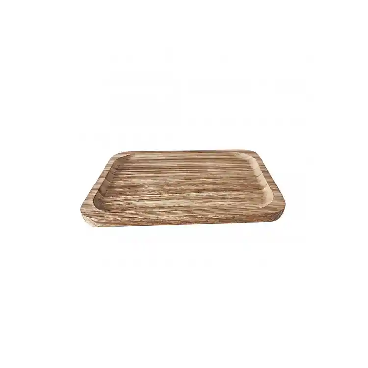Πιατέλα σερβιρίσματος Paulownia καφέ ανάγλυφο   31x21x2cm