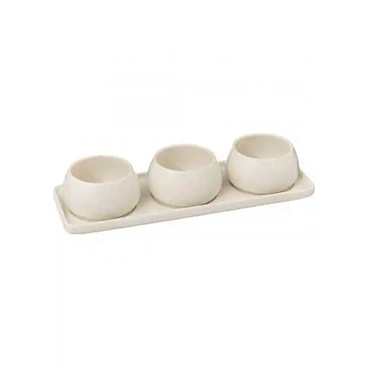 Μπωλ σερβιρίσματος  NORA STONEWARE λευκό σετ3 σε βάση Φ9,5 Η5cm