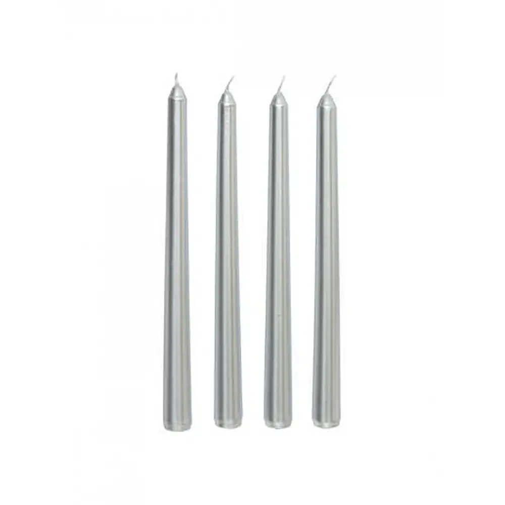 Κερί κηροπηγίου ασημί σετ4τμχ H25cm