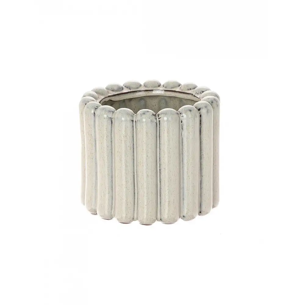 Κασπώ κεραμικό  Ριγωτό κρεμ Φ16,5 Η13,5cm