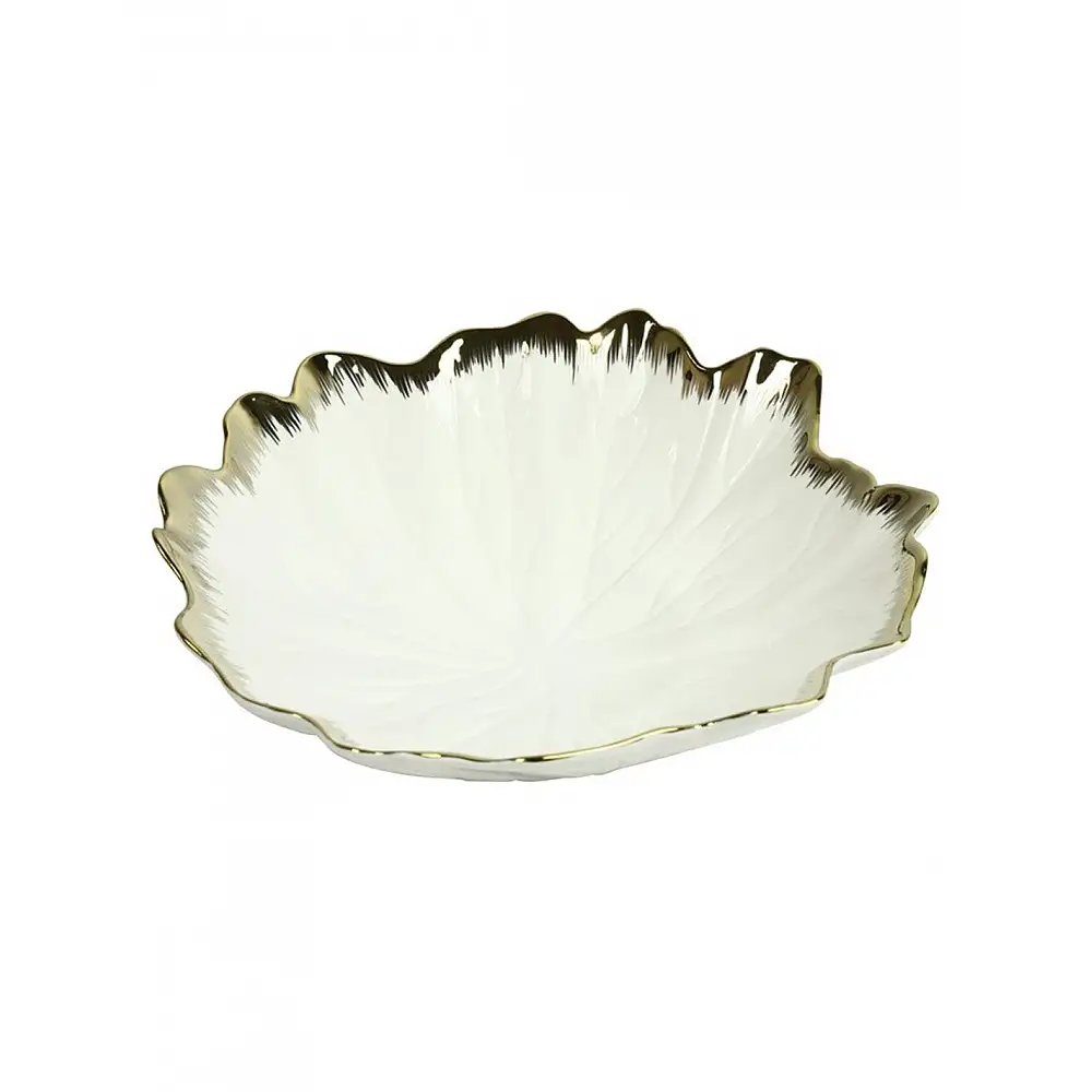 Σαλατιέρα κεραμικό λευκή/χρυσή Φ29Η8cm