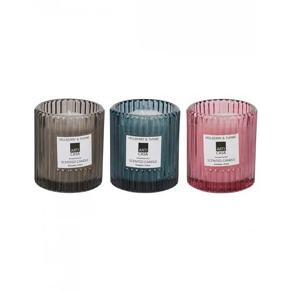 Κερί σε γυάλινο χρωματιστά ποτήρι 3χρώμ.  Φ7,5Η8,8cm