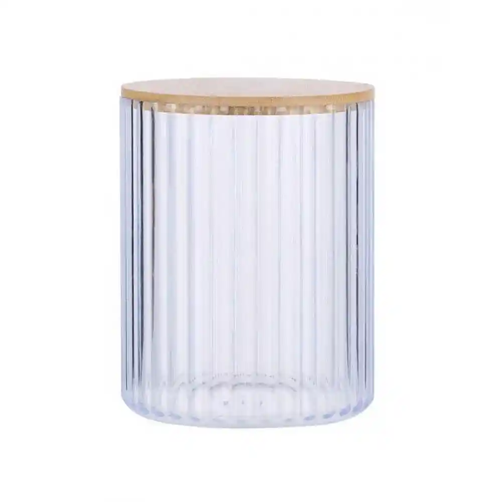 Κουτί για βαμβάκι με καπάκι bamboo Φ9,5 Η13,5cm