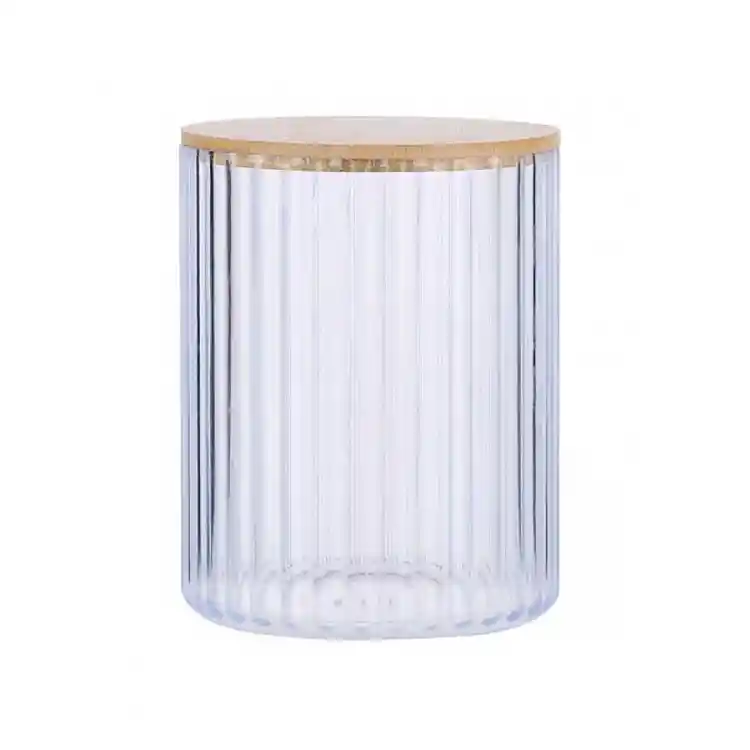 Κουτί για βαμβάκι με καπάκι bamboo Φ9,5 Η13,5cm