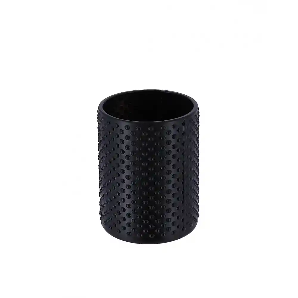 Ποτήρι οδοντόβουρτσας γυάλινο μαύρο dots Φ7. 8 H 10 cm