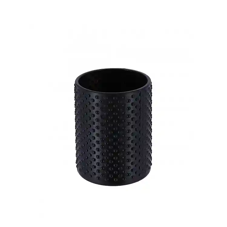 Ποτήρι οδοντόβουρτσας γυάλινο μαύρο dots Φ7. 8 H 10 cm