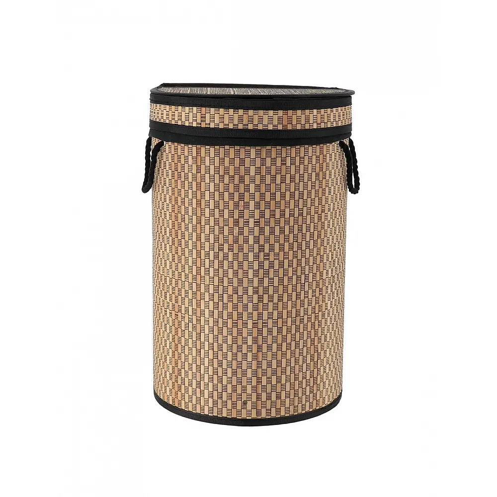 Καλάθι απλύτων bamboo φυσικό/μαύρο  Φ35 H55 cm