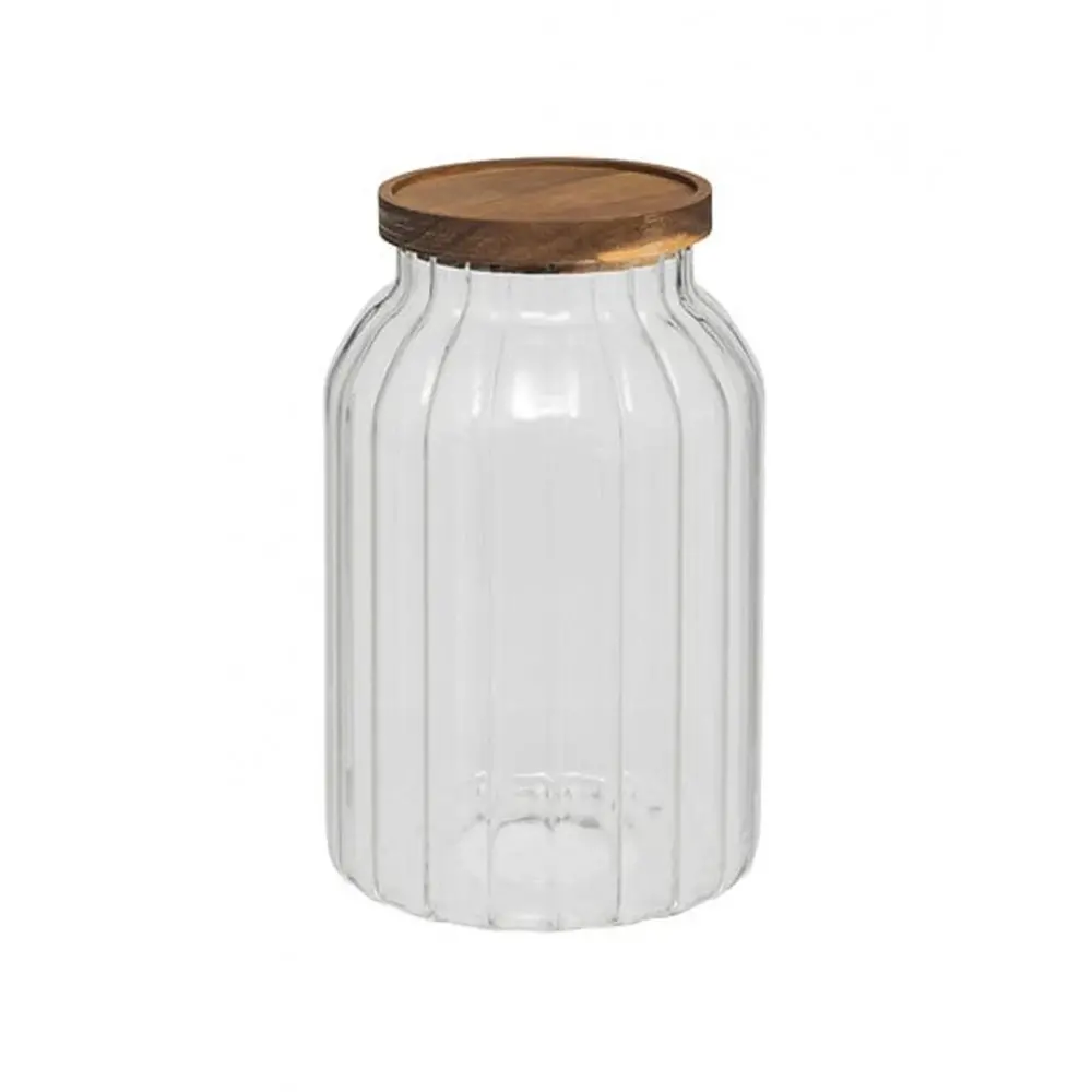 Βάζο γυάλινο καπάκι ακακία 3l/Φ15 H 22 cm