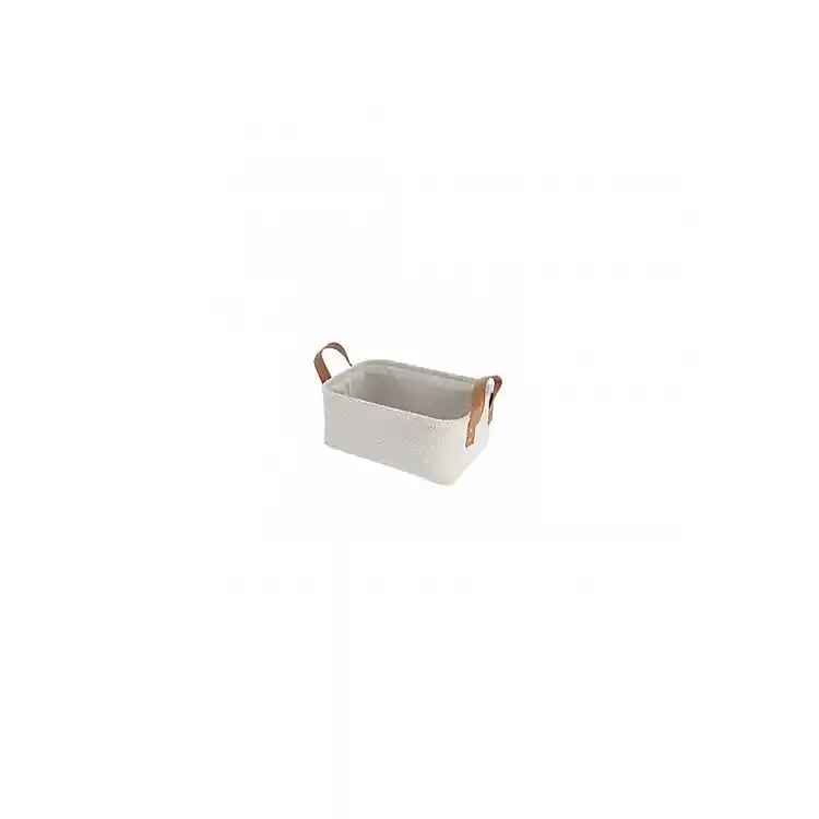 Καλάθι οργάνωσης λευκό/καφέ χερούλια 39X27X15,5cm