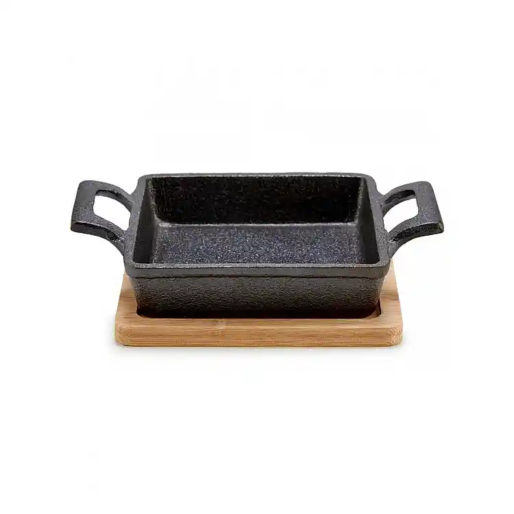 Σαγανάκι σερβιρίσματος μαντέμι/bamboo βάση 14 x 19 x 5 cm.