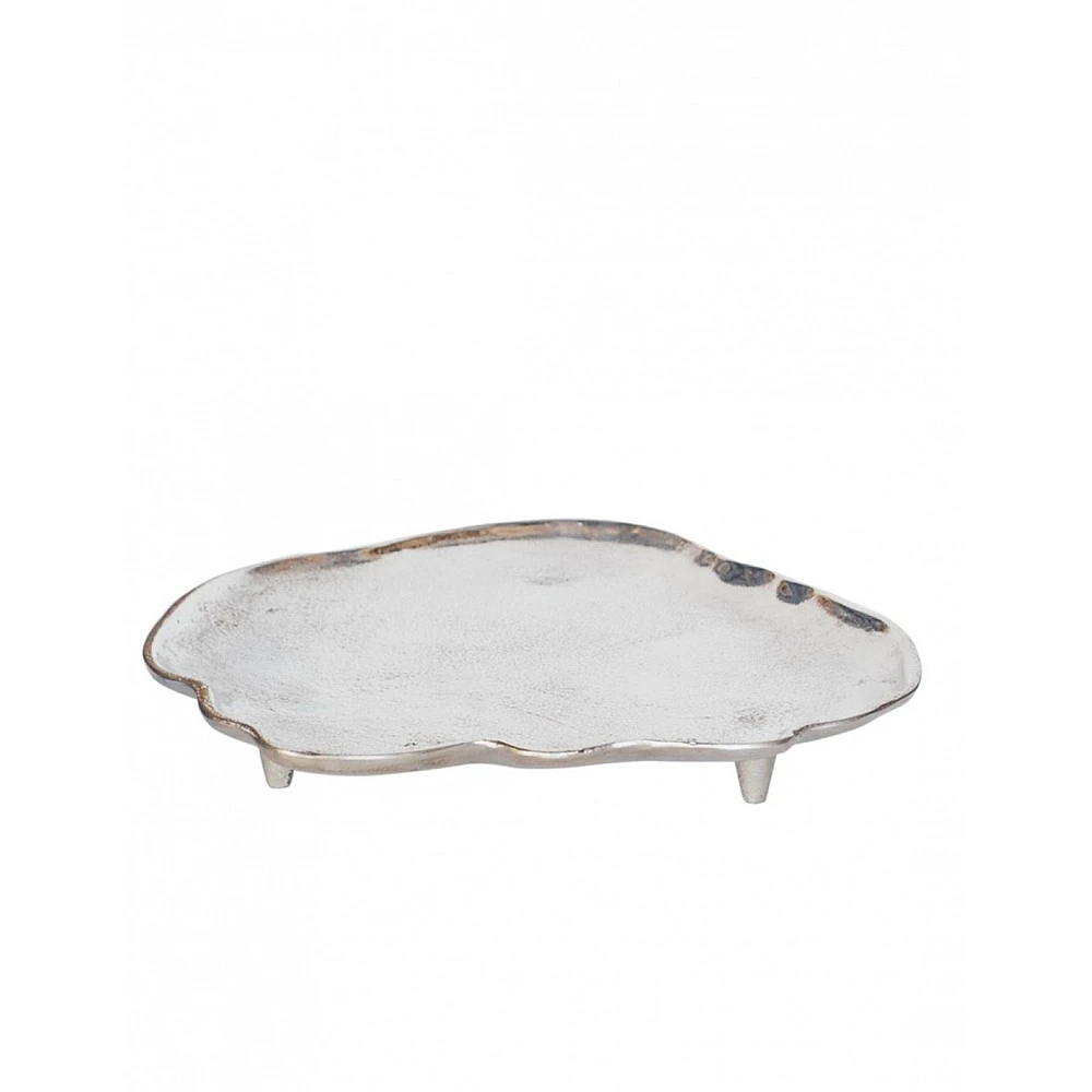 Πιατέλα μεταλλικό  Ασημί με πόδι 29x26,5Η4,5cm