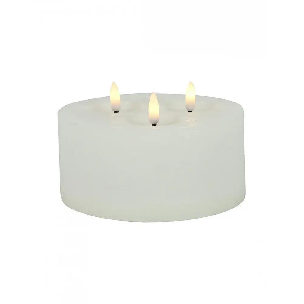 Κερί LED λευκό 3φλόγες/remote control/timer/2AA Φ15Η10cm