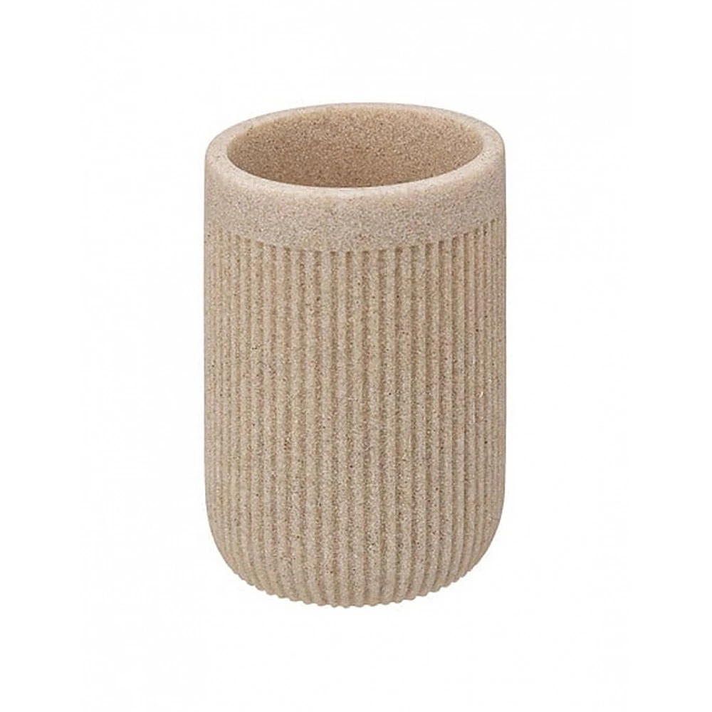 Ποτήρι οδοντόβουρτσας polyresin μπεζ Φ7Η10,7cm