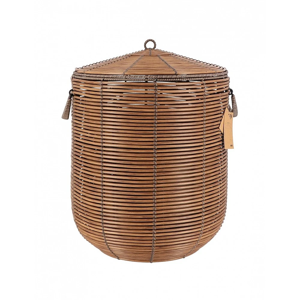 Καλάθι με καπάκι εξ. χώρου ανακ. rattan φυσικό 40x45