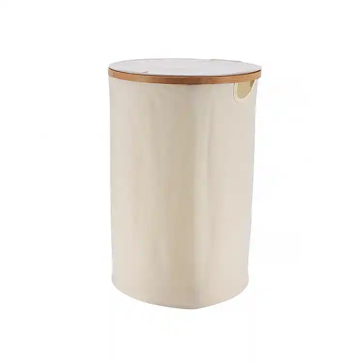 Καλάθι απλύτων polyester εκρού Φ40x60