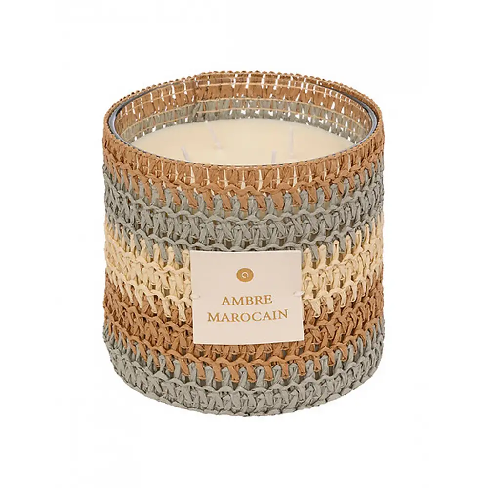 Κερί σε γυάλινο ποτήρι&πλεκτή θήκη 1400gr/15,4x15,7