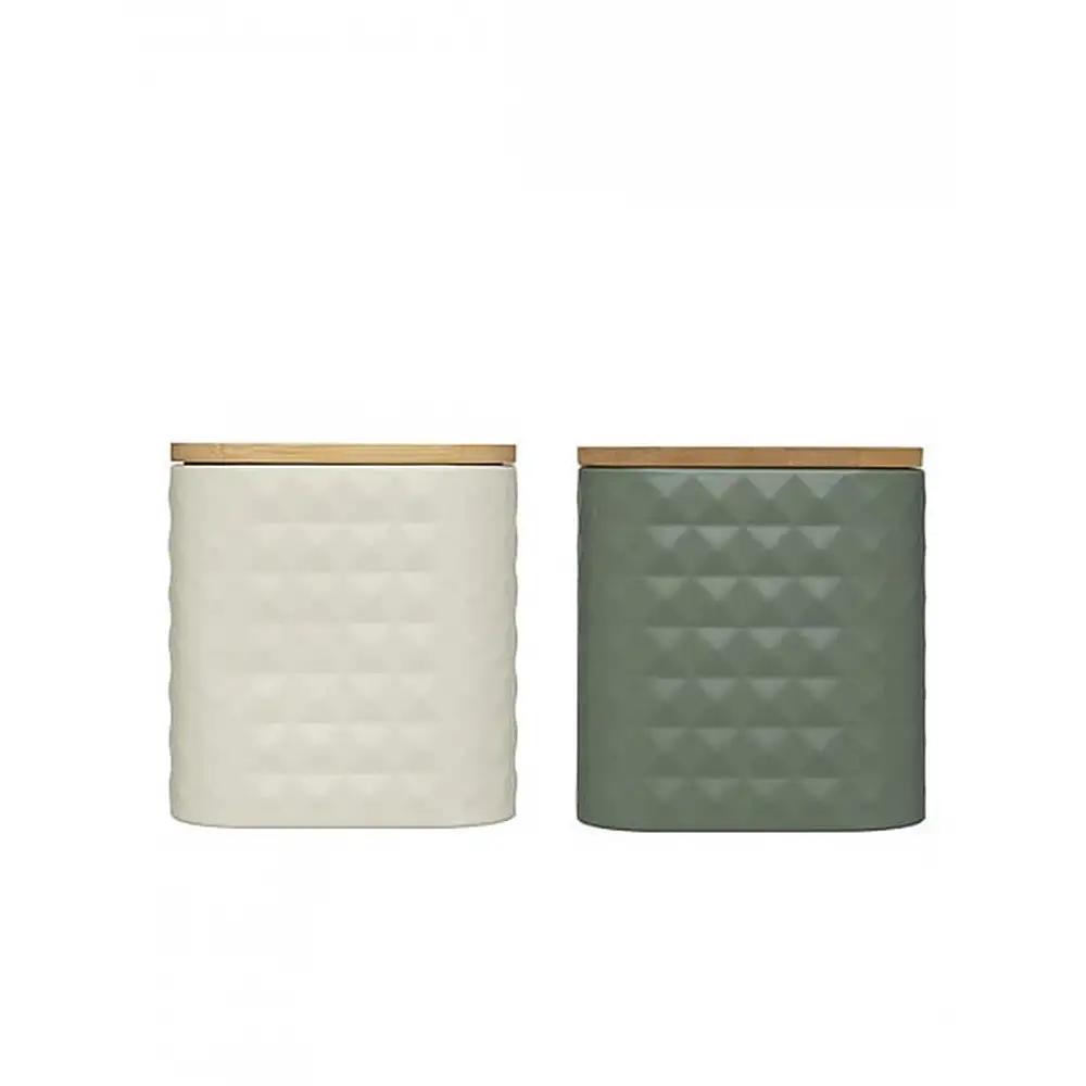 Κουτί αποθήκευσης μεταλλικό /bamboo/καπάκι/2χρώμ. 11,4 x 11,4 x12,6cm