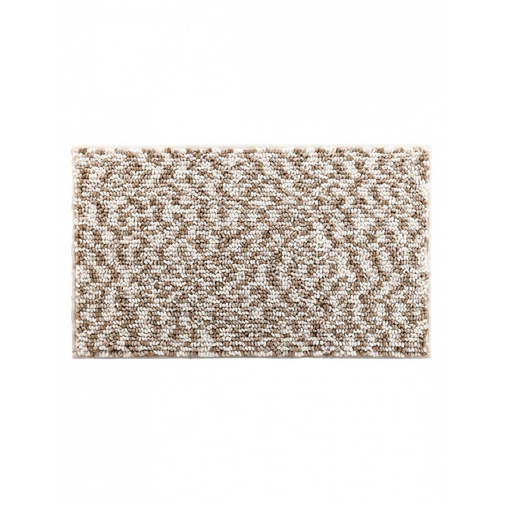 Πατάκι μπάνιου microfiber μπεζ λευκό 45x75cm