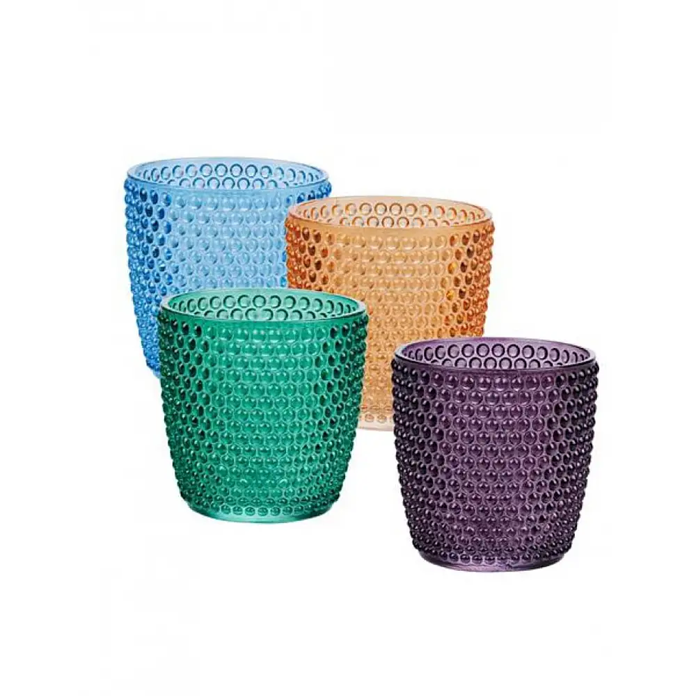 Κηροπήγιο γυάλινο 4χρώματα Φ7,5x7,5cm