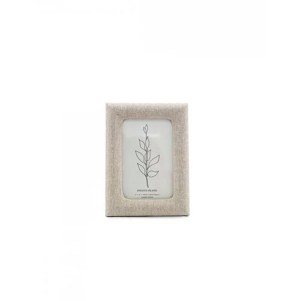 Κορνίζα μπεζ ύφασμα 10x15cm