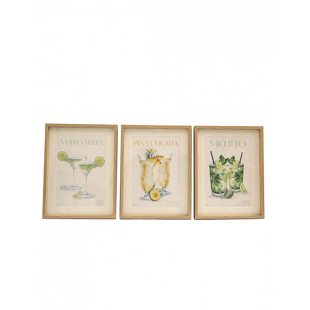 Κάδρο  Coctails  3σχέδια 30x40 cm