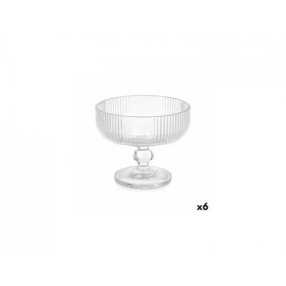 Μπωλ παγωτού γυάλινο με πόδι ριγωτό διάφανο 310ml/Φ12 Η9,9cm