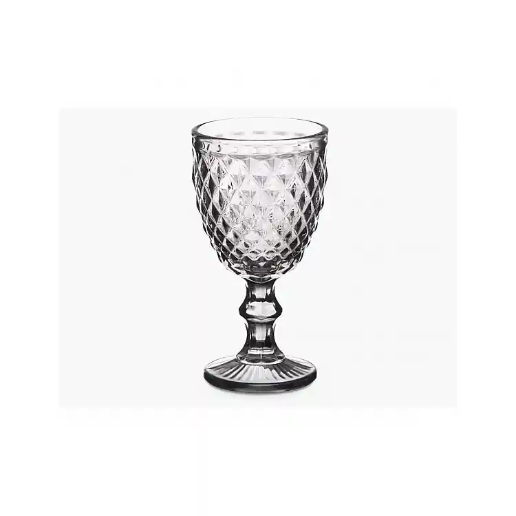 Ποτήρι κρασιού με πόδι  DIAMOND  γκρι220ml/ Φ8Η15cm