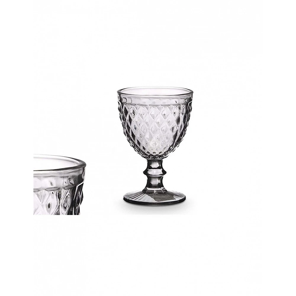 Ποτήρι κρασιού με πόδι  DIAMOND  γκρι 330ml/Φ8,8Η16,7cm