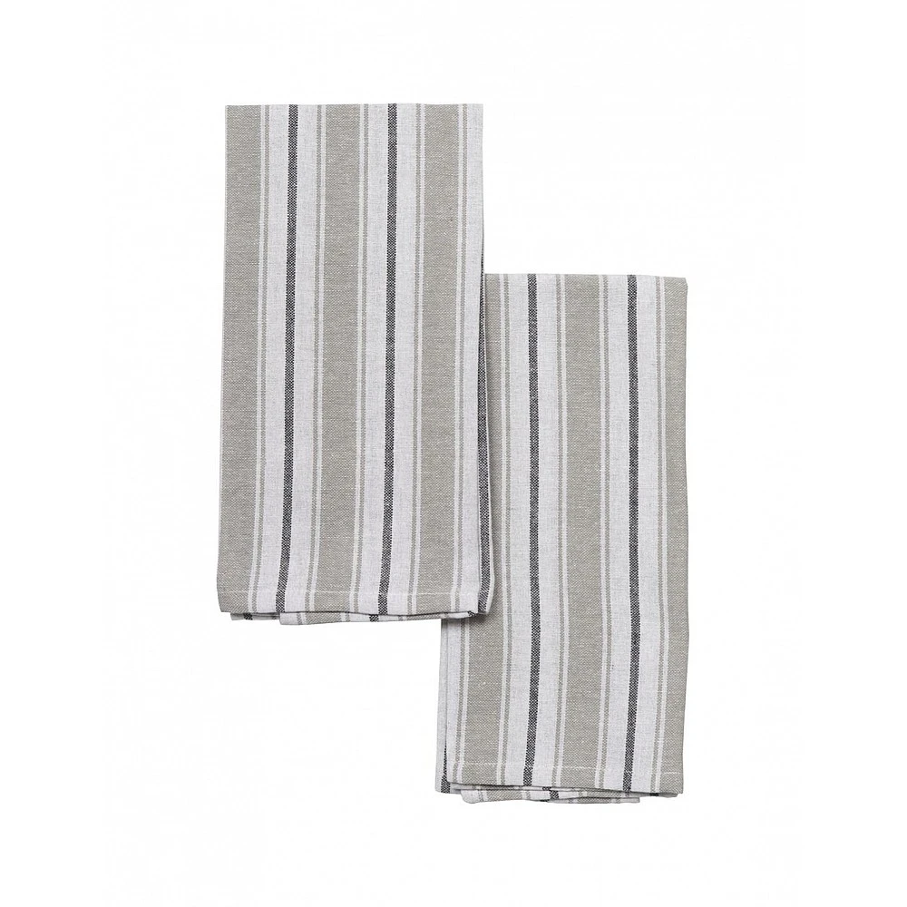 Πετσέτες κουζίνας βαμβακερό /polyester ριγέ πράσινη set2pcs 40x60cm