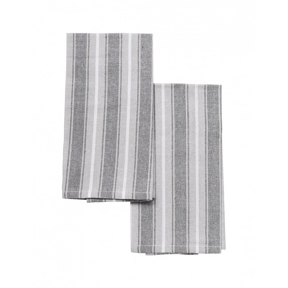 Πετσέτες κουζίνας βαμβακερό /polyester ριγέ γκρι set2pcs 40x60cm