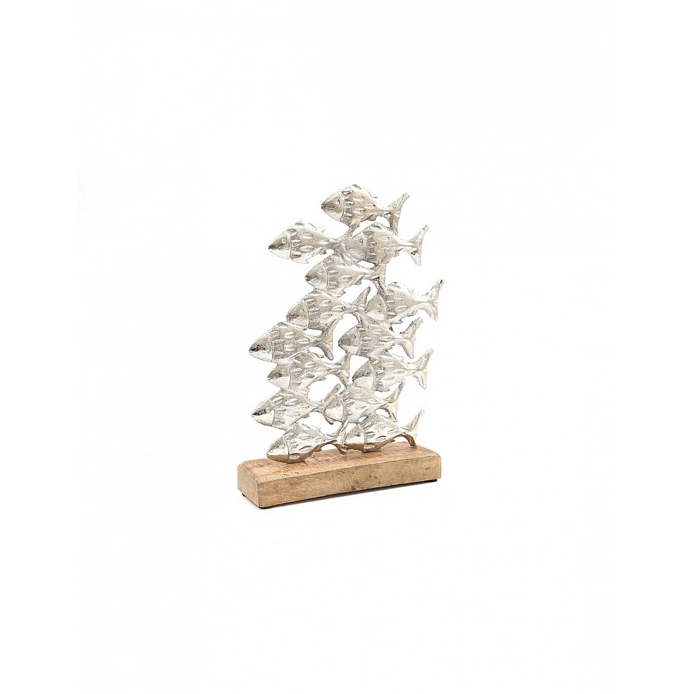 Ψάρια aluminium σε ξύλινη βάση 19x5x27cm