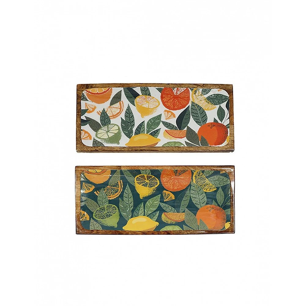 Πιατέλα mango enamel Λεμόνια/2σχέδια 40x19cm