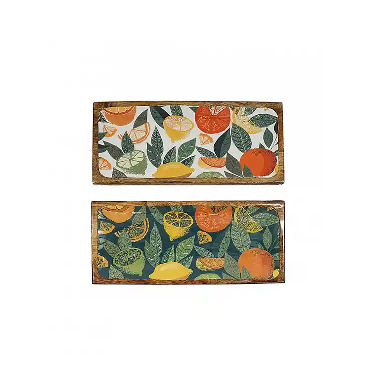Πιατέλα mango enamel Λεμόνια/2σχέδια 40x19cm