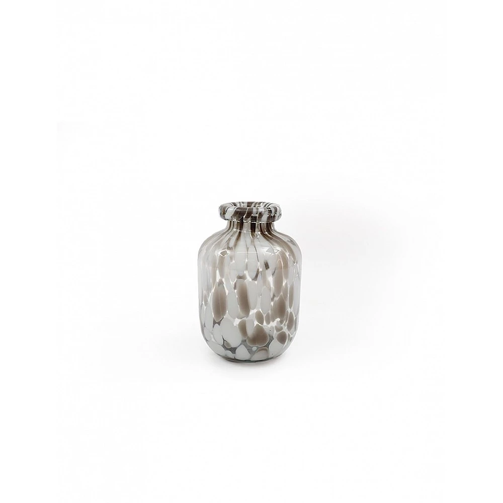 Βάζο γυάλινο καφέ/λευκό 11,5x16,5cm