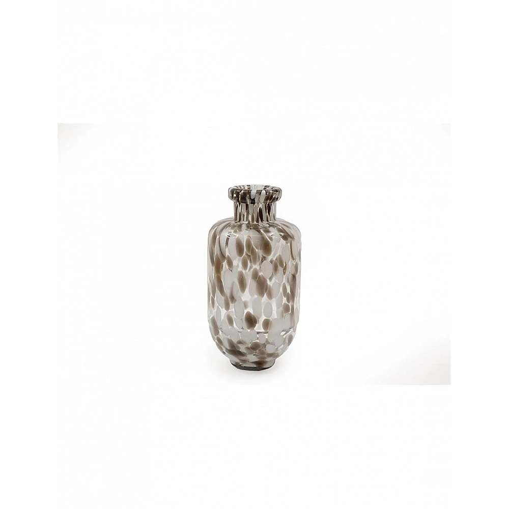 Βάζο γυάλινο καφέ/λευκό 12,5x24,5cm
