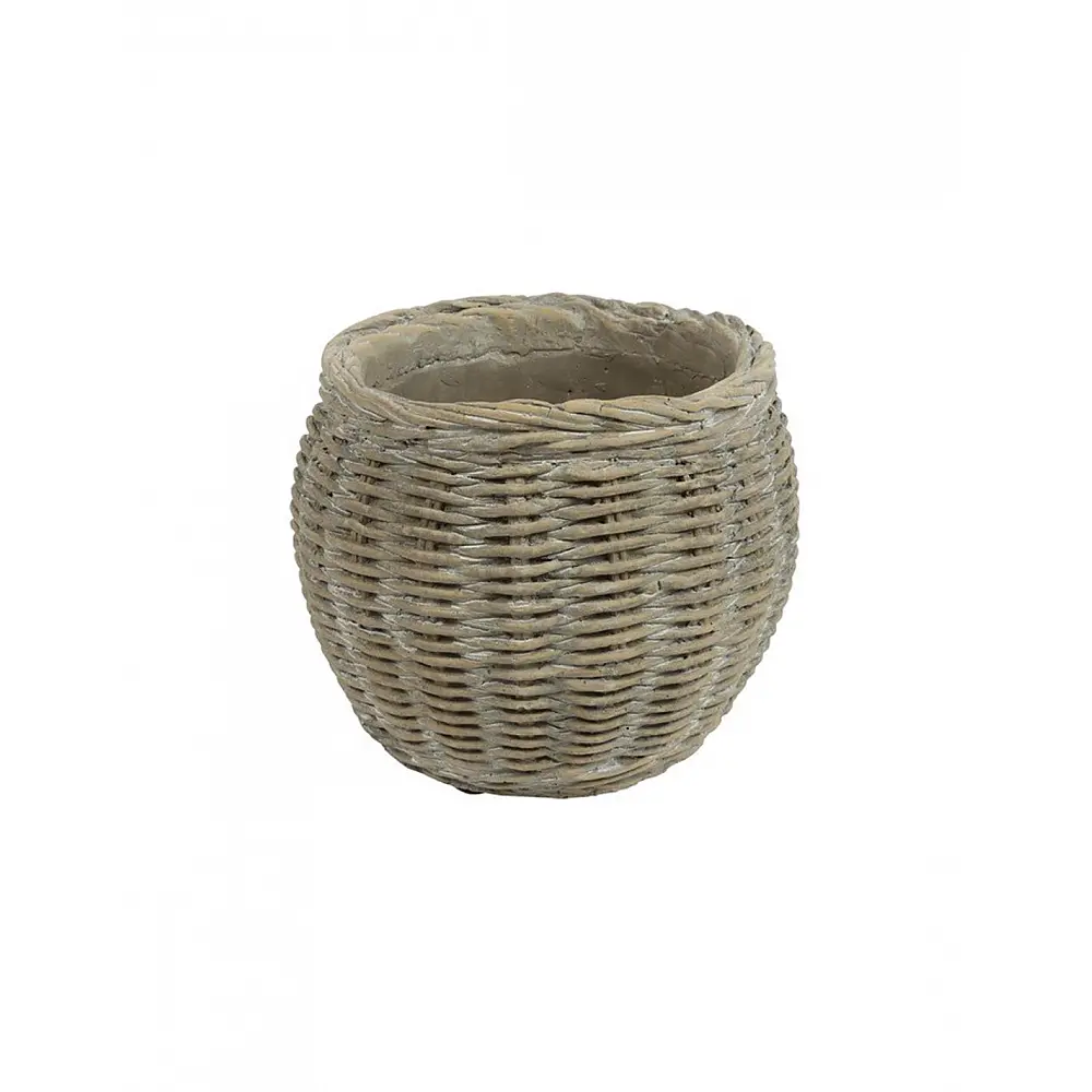 Κασπώ κεραμικό rattan ανάγλυφο καφέ Φ14x11,2