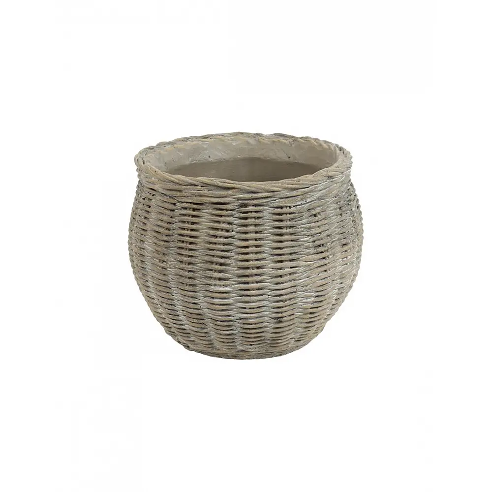 Κασπώ κεραμικό rattan ανάγλυφο καφέ Φ17,5x14,2