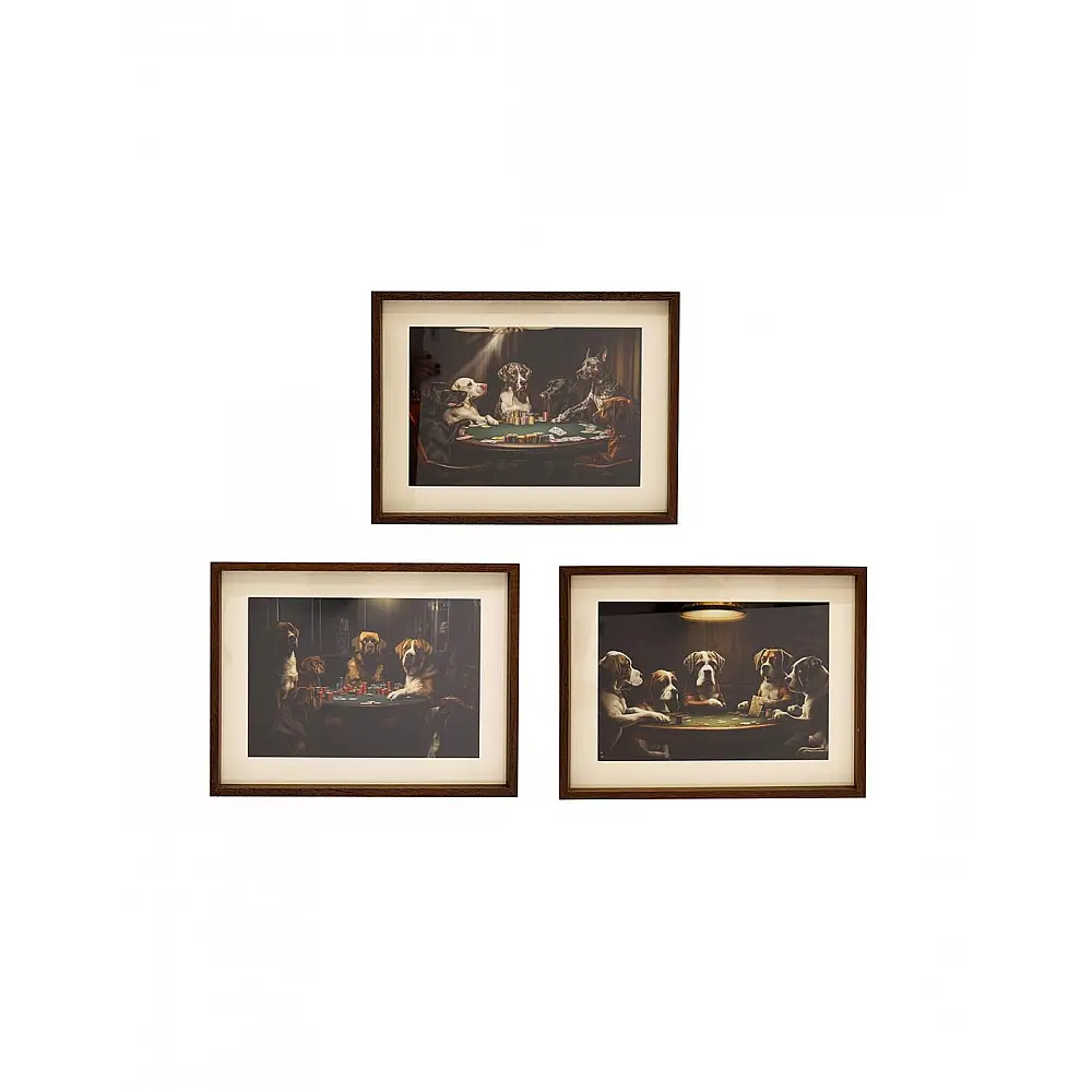 Κάδρο  DOGS POKER  3σχέδια 30x40 cm