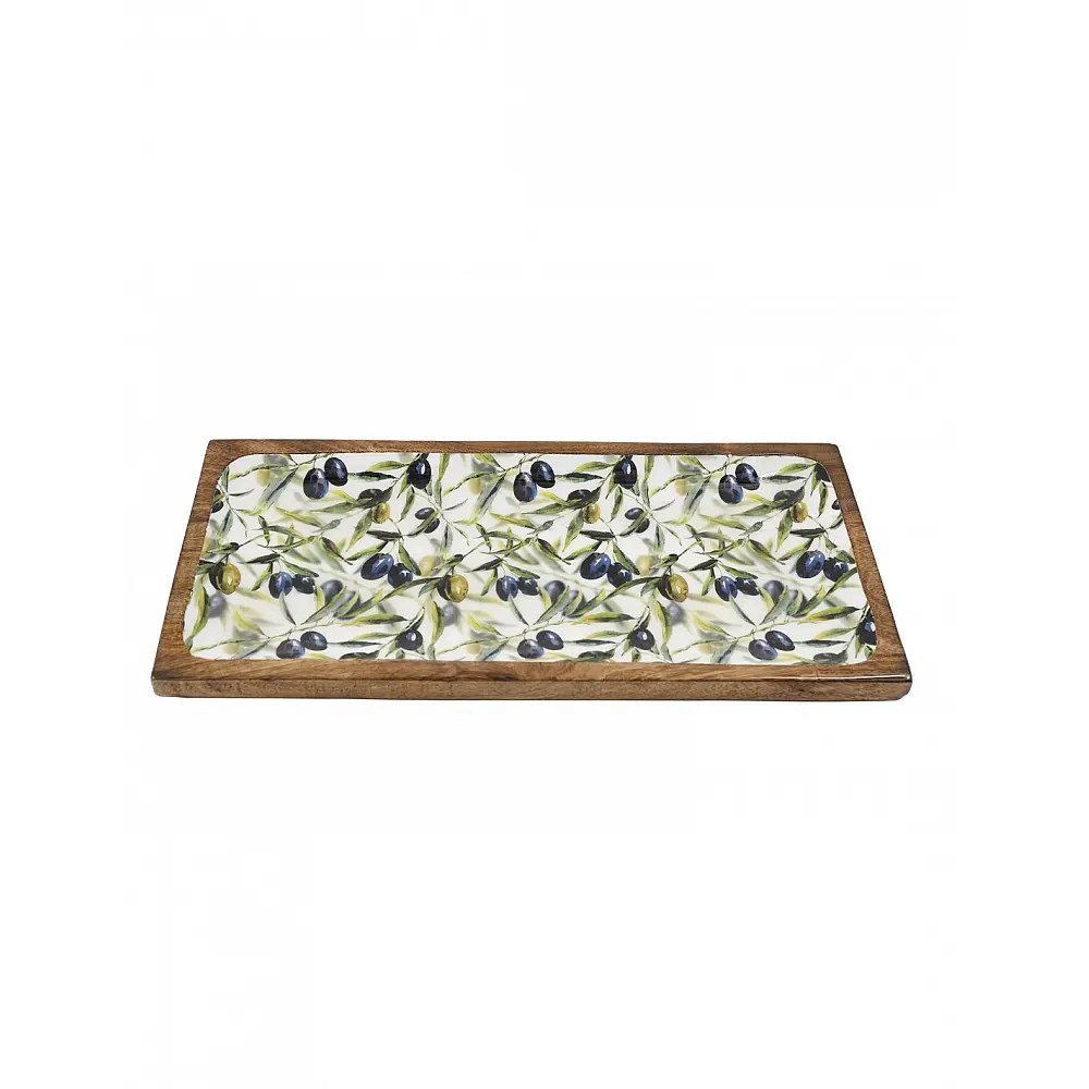 Πιατέλα  mango enamel OLIVE 40x19cm