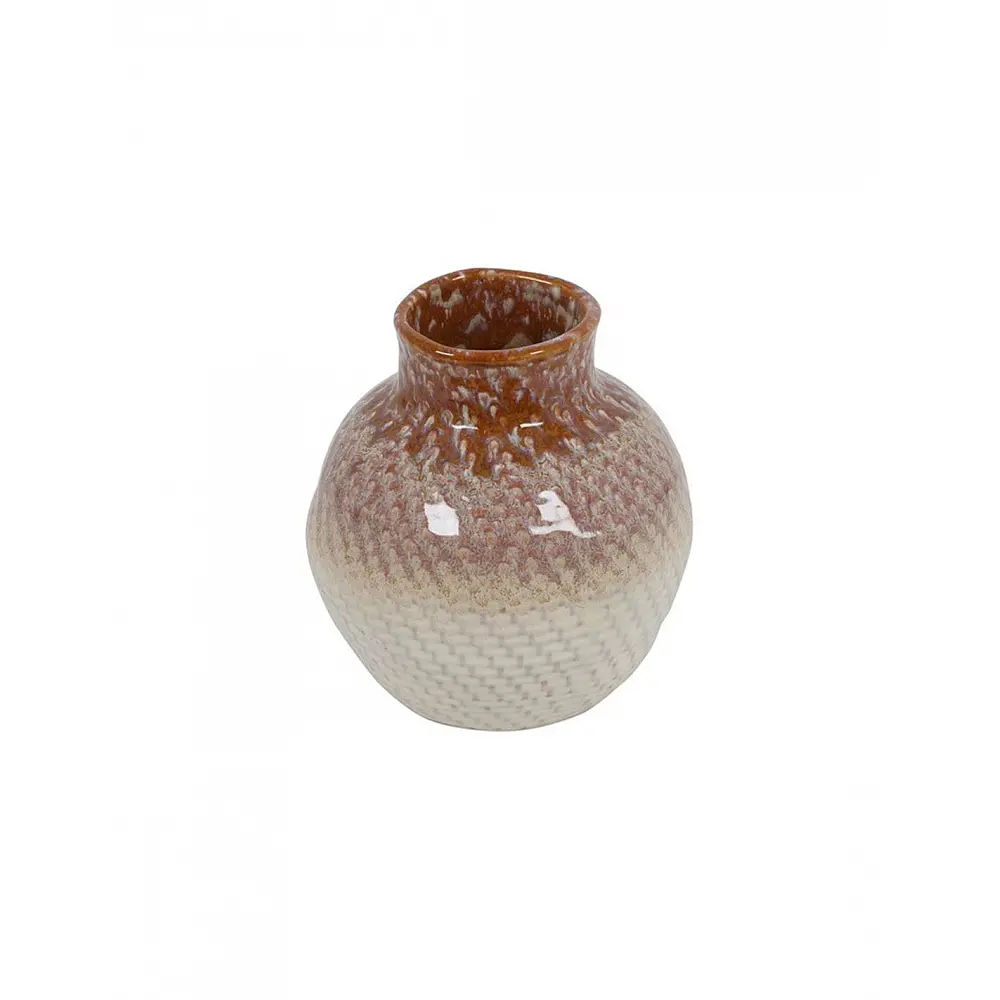 Βάζο κεραμικό καφέ/μπεζ 14,2x15,2cm