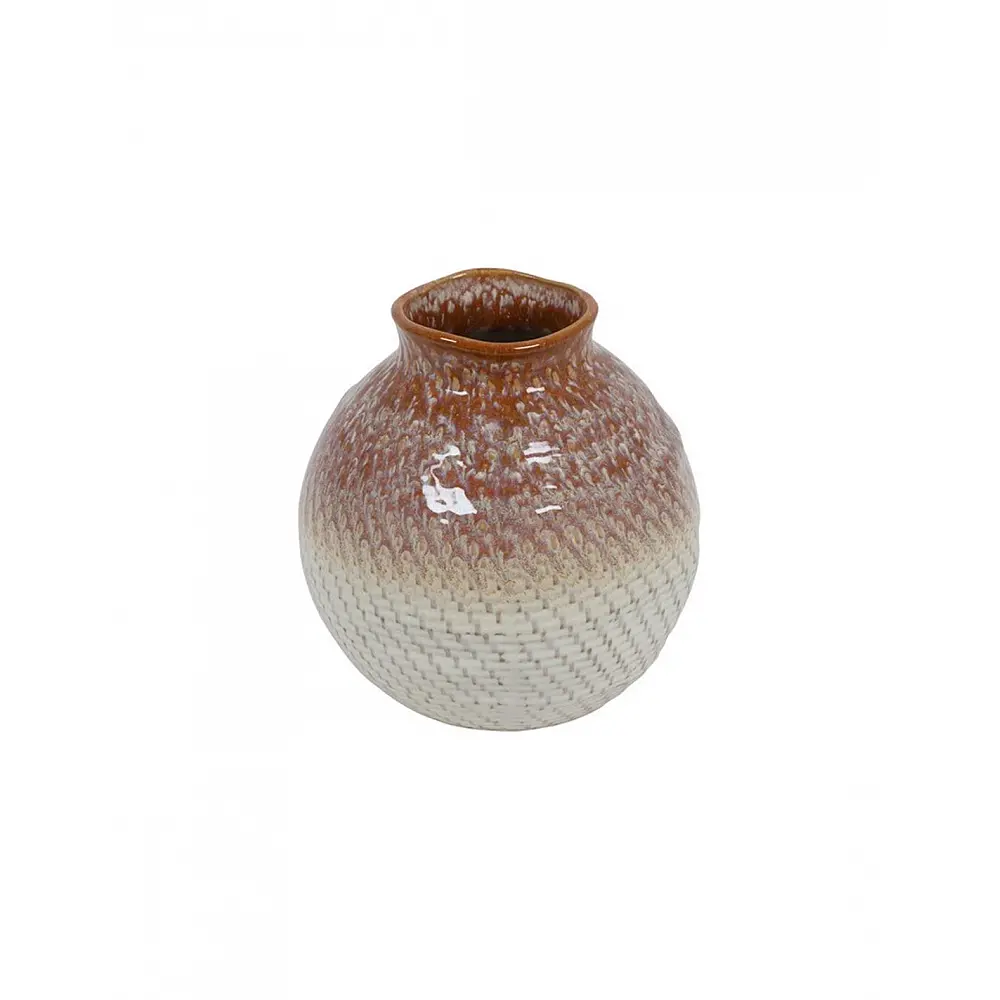 Βάζο κεραμικό καφέ/μπεζ 18x18,5cm