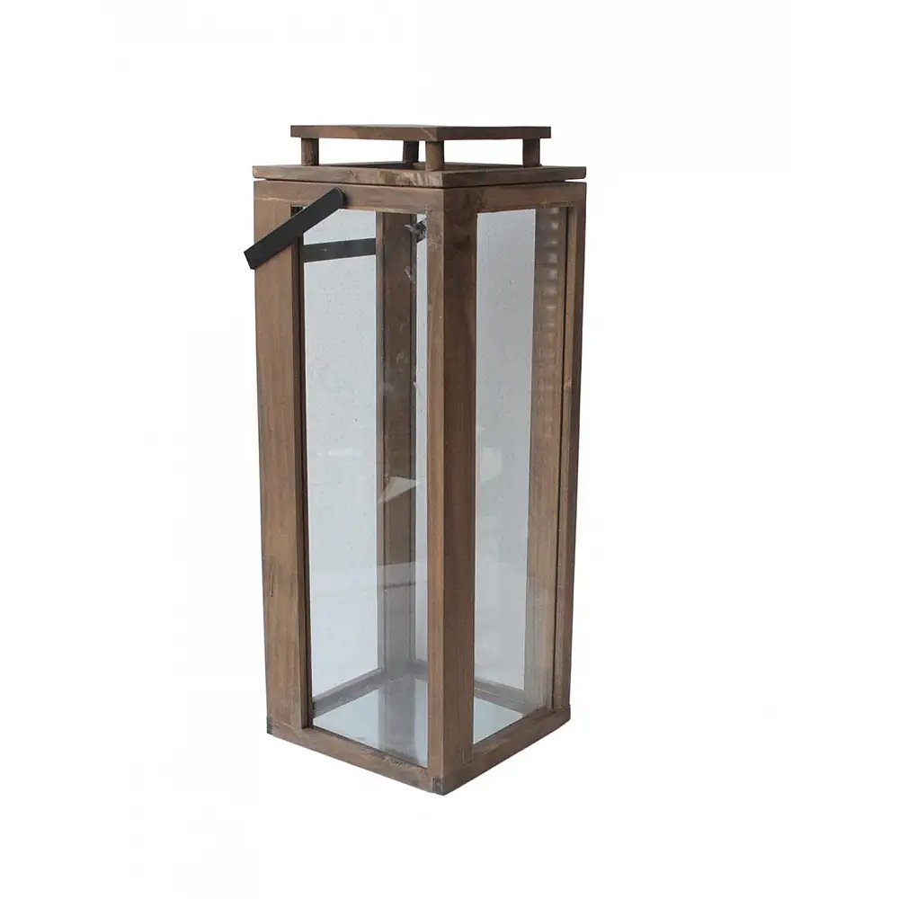 Φανάρι ξύλινο καφέ 18X18X48. 5cm