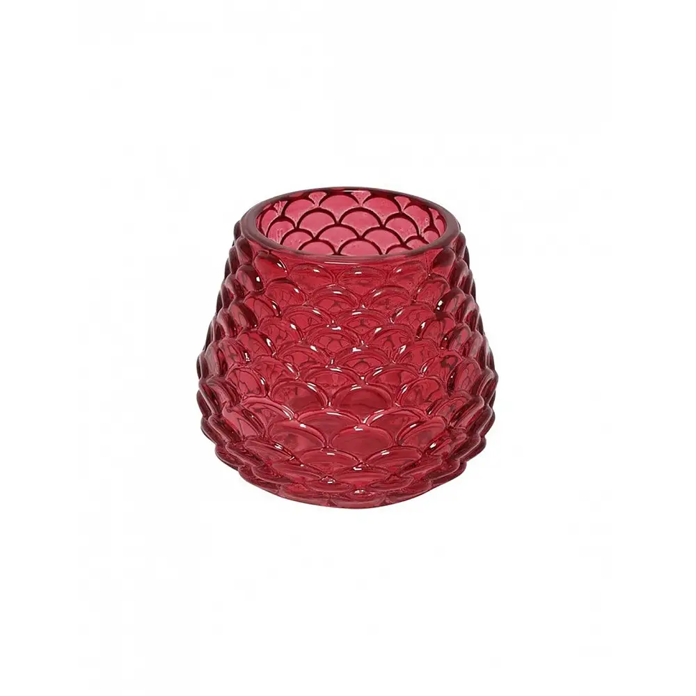 Κηροπήγιο γυάλινο κουκουνάρα κόκκινο 7,5x6,5