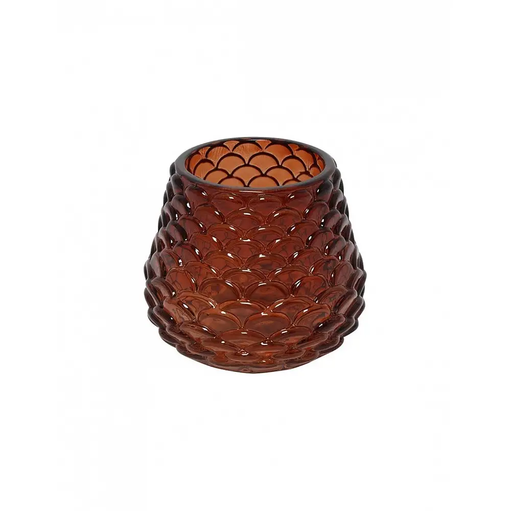 Κηροπήγιο γυάλινο κουκουνάρα καφέ  7,5x6,5