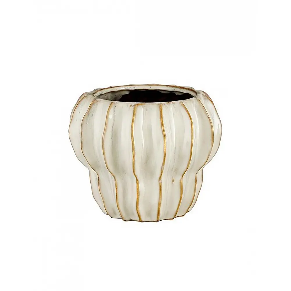 Βάζο κεραμικό ριγωτό  white 18x13,5cm