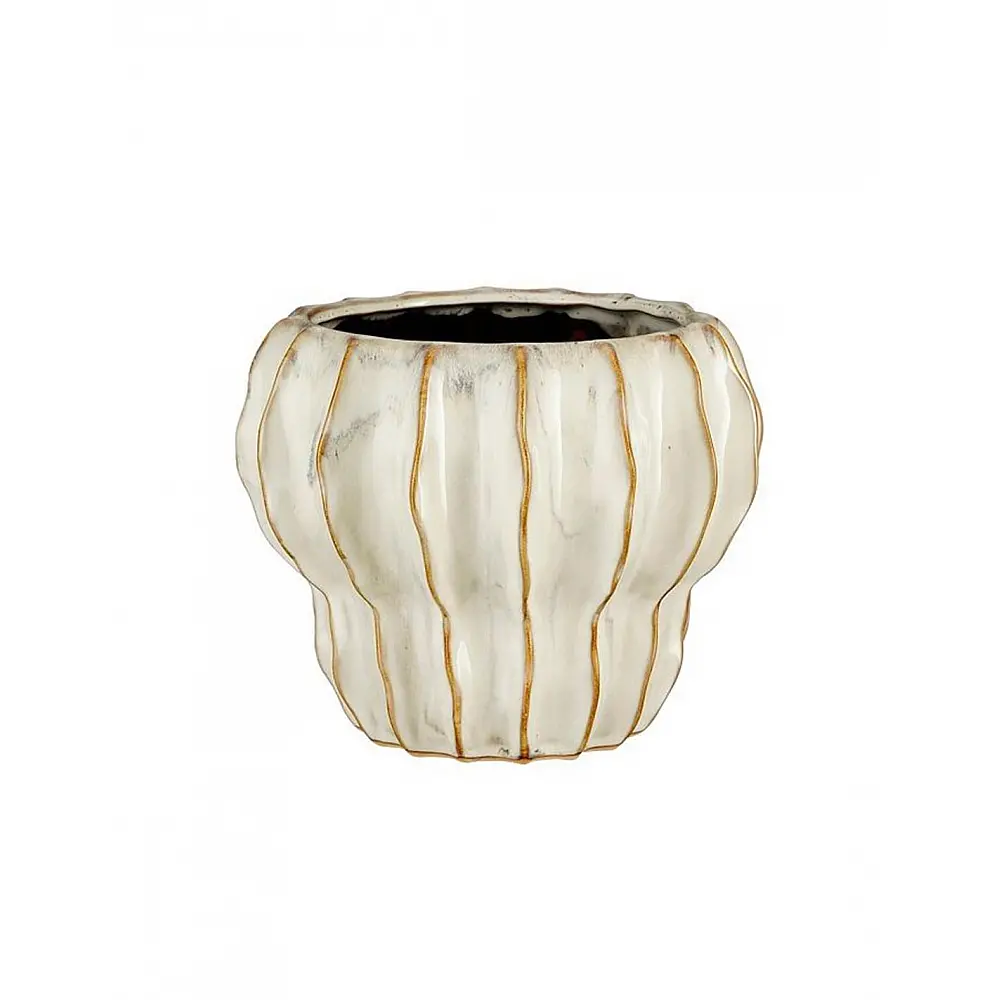 Βάζο κεραμικό ριγωτό  white 22x18cm