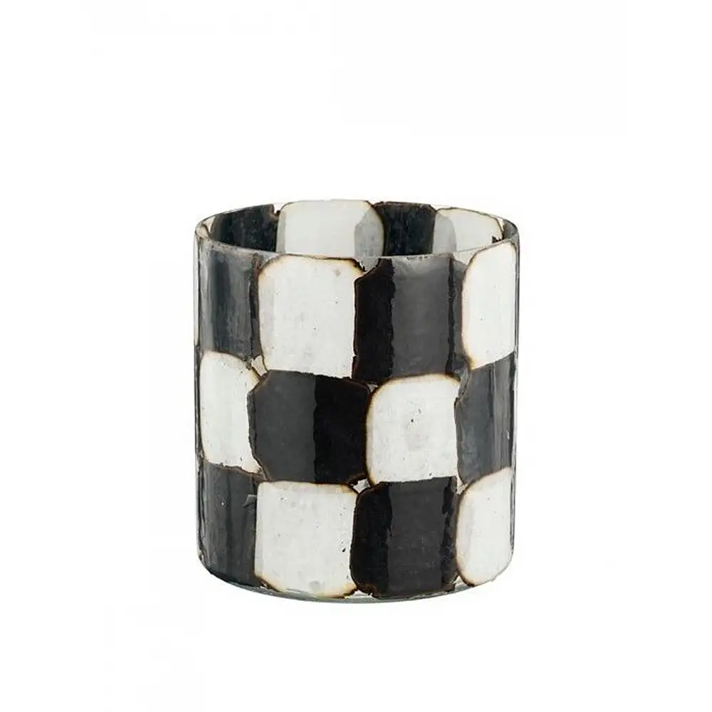 Κηροπήγιο γυάλινο black&white 12x12cm