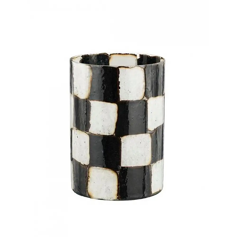 Κηροπήγιο γυάλινο black&white 12x18cm