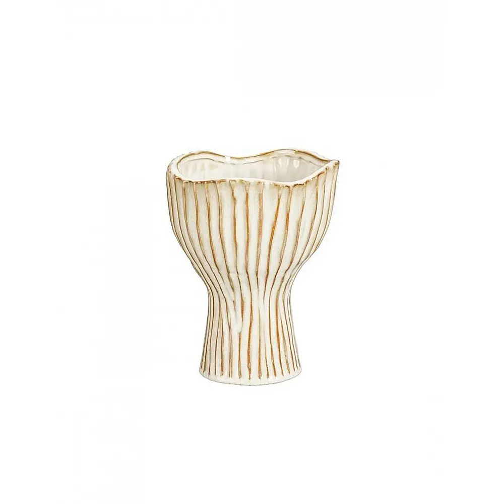 Βάζο κεραμικό με πόδι off white 19,5x25cm